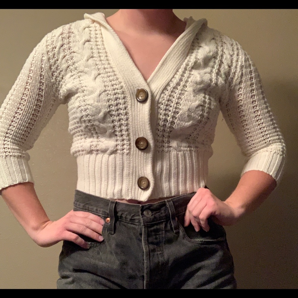Cropped Button Down Sweater